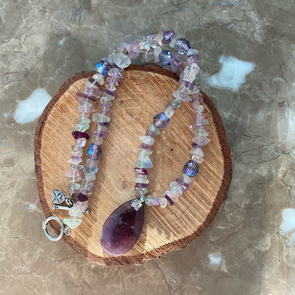 ❤️Fluorite gemstone Necklace pretty pretty! New!